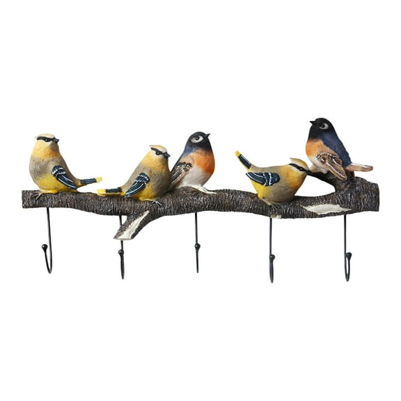 Cute Wall Hooks, Keyring Holder Hanger Ornaments Wall Hanging Organizer Closet Hook Multi Functional for Towel Jacket Office Restaurant Wall , Five Birds, 44cmx19.5cmx5.5cm