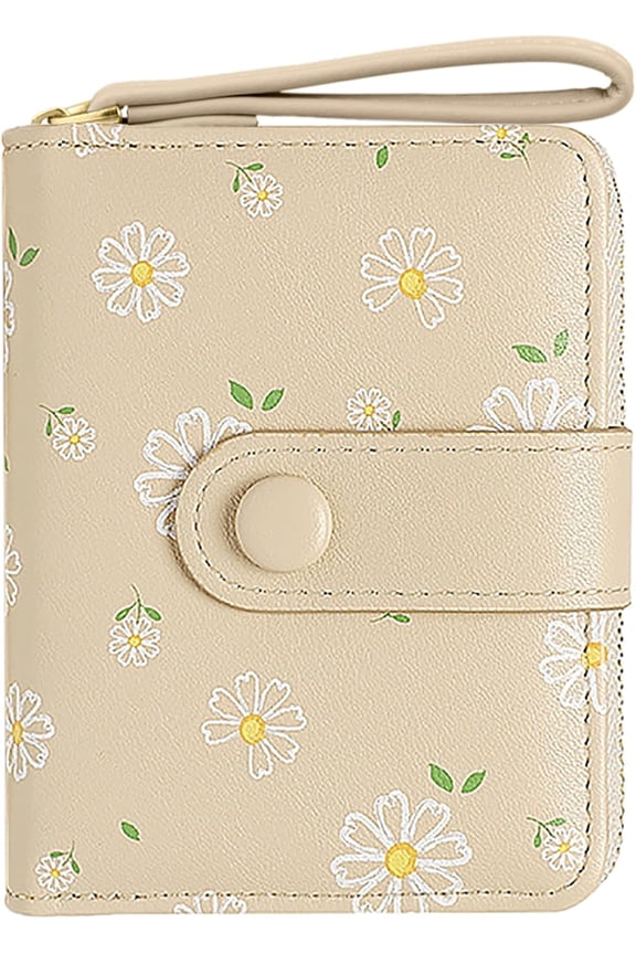 Cute Wallet Women Blue Girls Wallet Women's Small Wallets Flower Design Women's Travel Wallets Leather Credit Card Holder with ID Window Kawaii Cash Wallet for Women Ladies and Girls