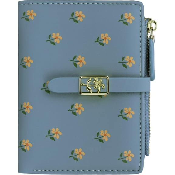 Cute Wallet Women White Small Wallets Coin Purse Minimalist Flower Design Women's Travel Wallets Leather Credit Card Holder with ID Window Kawaii Cash Wallet for Women Ladies and Girls