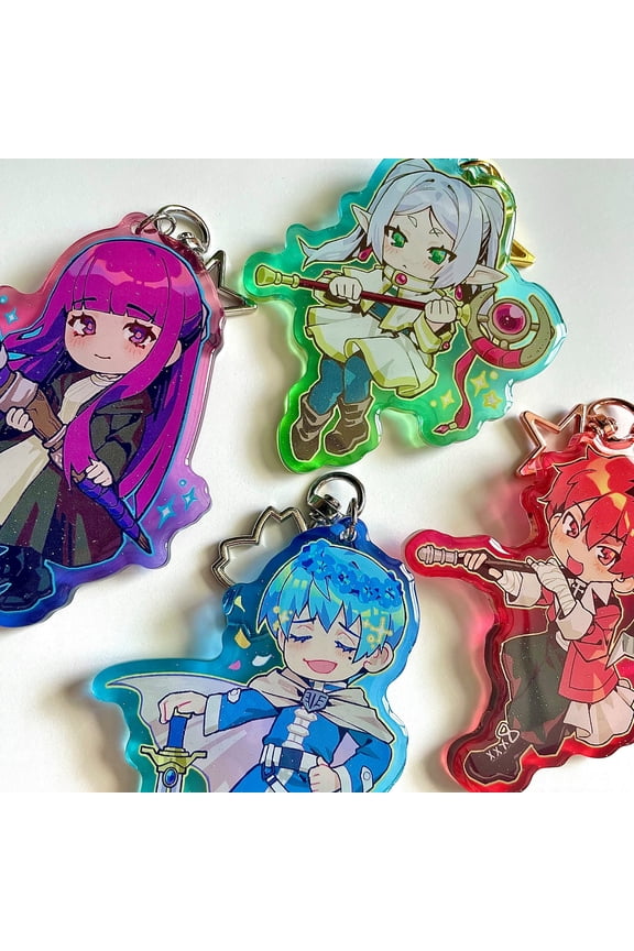 Cute Wandering Mage Anime Acrylic Keychains, Kawaii Chibi Wizard Bag Pendant Magic Backpack Decor Cute, random 1 pack