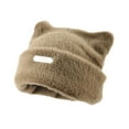 thumbnail image 1 of Cute Warm Plush Beanie Hat with Ears Decorative Winter Faux Fur Knitted Use Keep Warm for Women Outdoor Beanie, 1 of 9