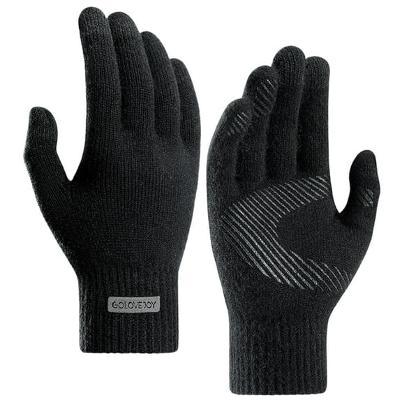 Cute Warm Winter Gloves Women New Winter Velvet Thickened Warm Gloves Women's Gloves Outdoor Cold Proof Gloves Style B-91 Black XL