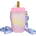 thumbnail image 1 of Cute Water Bottle with Straw - Creative Ice Cream Popsicle Cups Adjustable Shoulder Strap for School Girls, Kawaii Leakproof BPA Free Drinking Bottles Camping Sports Travel, 10 oz, 1 of 8