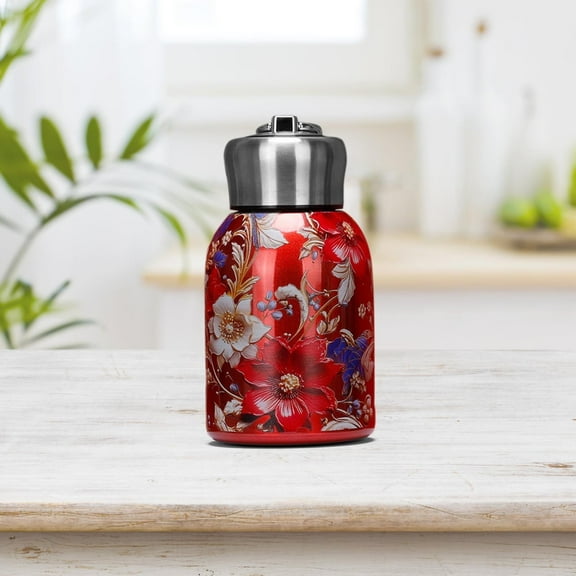 Cute Water Bottles for Women, Pink Peony Art Stainless Steel Travel Flask, 1 Count, 10 fl oz, 5.1 Inch, Double Wall Vacuum Cup for Espresso, Milk, Daily Use, Mother Day Gift