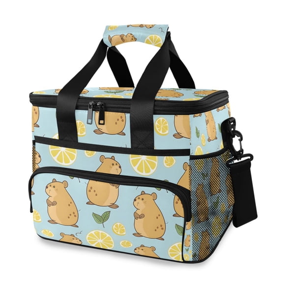 Cute Water Hogs Leaves Lemons Portable Cooler Lunch Box Reusable Insulated Lunch Bag Leakproof 15L