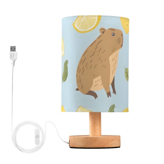 Cute Water Hogs Leaves and Lemons Table Lamp with USB Port LED Warm Light Lamp Night Light Home Decor