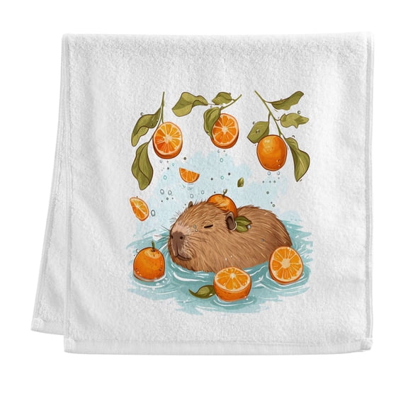 Cute Water Hogs Swims Oranges Leaves Pure Cotton Towels Bath Towel Quick Drying for Bathroom Beach Sports 16" x 30"