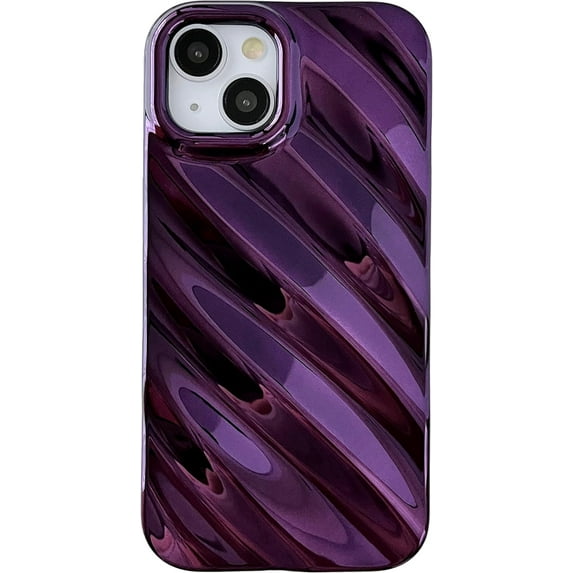 Cute Water Ripple Pattern Wave Shape Camera Lens Protection Soft Compatible with iPhone Case (Dark Purple,iPhone 11)