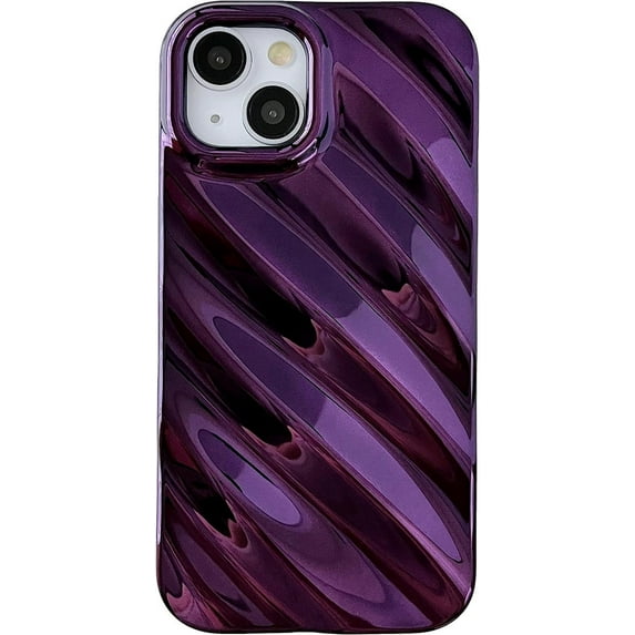 Cute Water Ripple Pattern Wave Shape Camera Lens Protection Soft Compatible with iPhone Case (Dark Purple,iPhone 12 Pro Max)