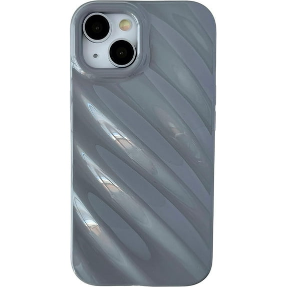 Cute Water Ripple Pattern Wave Shape Camera Lens Protection Soft Compatible with iPhone Case (Grey,iPhone 14)
