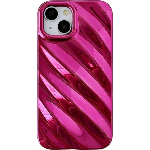 Cute Water Ripple Pattern Wave Shape Camera Lens Protection Soft Compatible with iPhone Case (Light Red,iPhone 14 Pro Max)