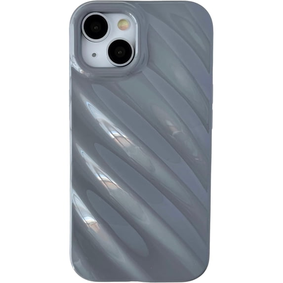 Cute Water Ripple Pattern Wave Shape Camera Lens Protection Soft Compatible with iPhone Case (Pink,iPhone 15 Plus)