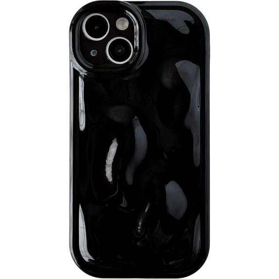 Cute Water Ripple Shape Camera Lens Protection Soft Compatible with iPhone Case (Black,iPhone 11)