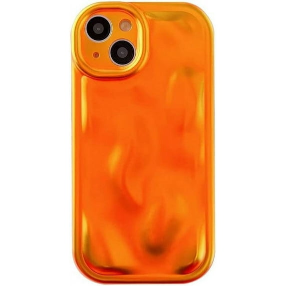 Cute Water Ripple Shape Camera Lens Protection Soft Compatible with iPhone Case (Fluorescent Orange,iPhone 12 Pro)