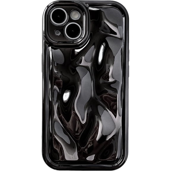 Cute Water Ripple Shape Camera Lens Protection Soft Compatible with iPhone Case (Light Black,iPhone 14 Plus)