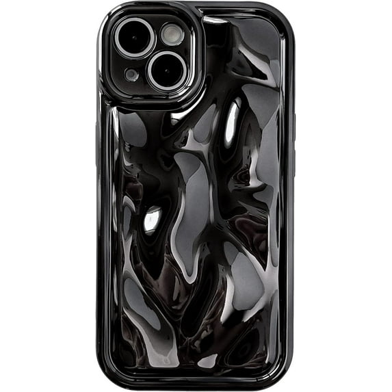 Cute Water Ripple Shape Camera Lens Protection Soft Compatible with iPhone Case (Light Black,iPhone 15 Pro Max)