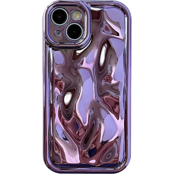 Cute Water Ripple Shape Camera Lens Protection Soft Compatible with iPhone Case (Light Purple,iPhone 12 Pro)