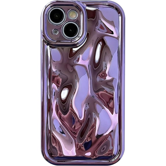 Cute Water Ripple Shape Camera Lens Protection Soft Compatible with iPhone Case (Light Purple,iPhone 12)