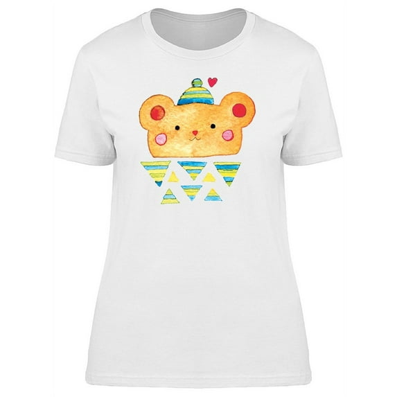 Cute Watercolor Bear Doodle T-Shirt Women -Image by Shutterstock, Female Large