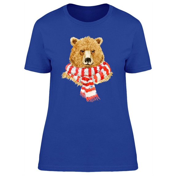 Cute Watercolor Bear With Scarf Tee Women's -Image by Shutterstock