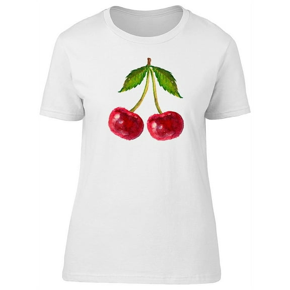 Cute Watercolor Cherry  T-Shirt Women -Image by Shutterstock, Female XX-Large