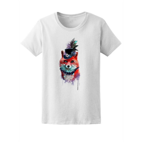 Cute Watercolor Female Fox T-Shirt Women -Image by Shutterstock, Female XX-Large