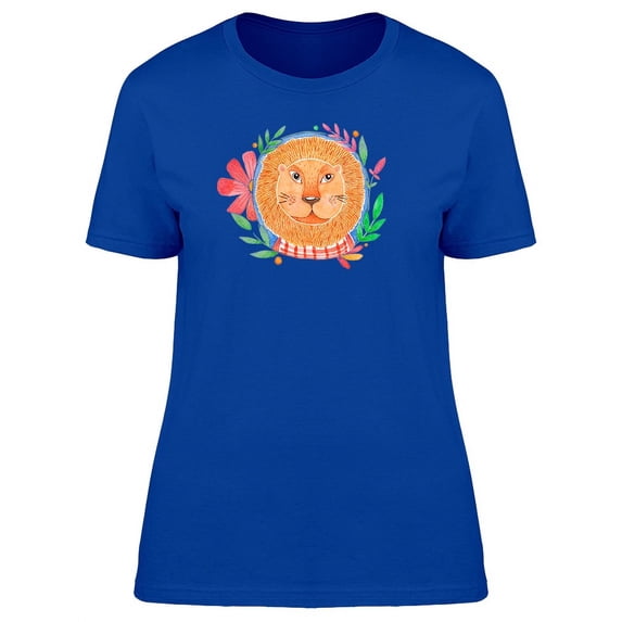 Cute Watercolor Floral Lion T-Shirt Women -Image by Shutterstock, Female x-Large