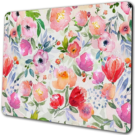Cute Watercolor Floral Mouse Pad Flowers Decorative Boho Gaming Mousepad Non Slip Rubber Square Small Mouse Pads for Wireless Mouse Computer Laptop Mouse Mat Women Girls Office Desk Decor Accessories