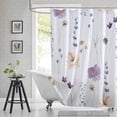 thumbnail image 1 of Cute Watercolor Floral Shower Curtain Sets,Blue Botanical Leaves Bathroom Curtains,Modern Minimalist White Bath Curtain, Waterproof Fabric with 12 Hooks 72x72 Inches, 1 of 7