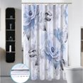 thumbnail image 1 of Cute Watercolor Floral Shower Curtain Sets,Blue Botanical Leaves Bathroom Curtains,Modern Minimalist White Bath Curtain, Waterproof Fabric with 12 Hooks 72x72 Inches, 1 of 6