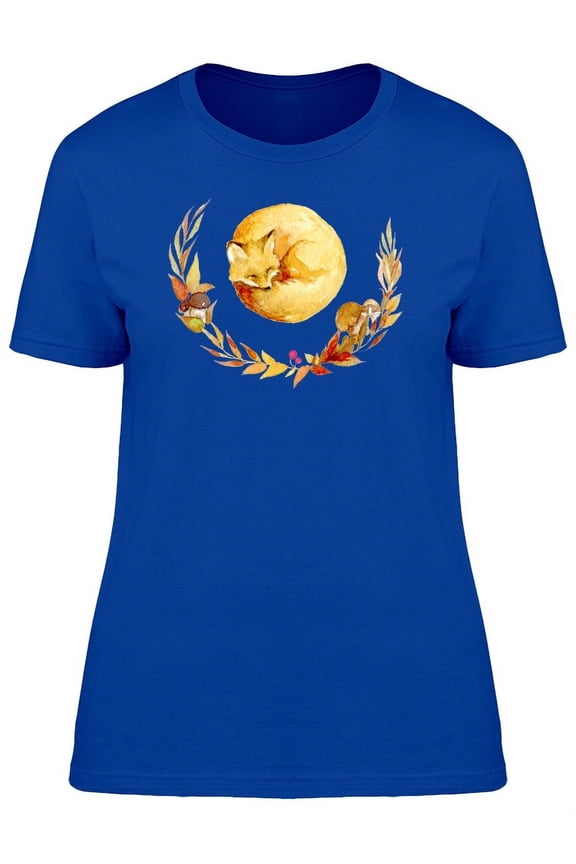 Cute Watercolor Forest Red Fox T-Shirt Women -Image by Shutterstock, Female Small