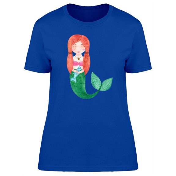 Cute Watercolor Mermaid Girl T-Shirt Women -Image by Shutterstock, Female x-Large