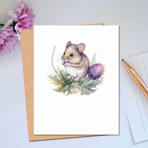 Cute Watercolor Mouse Greeting Card Adorable Blank Card for Any Occasion Perfect for Birthdays, Thank You Notes, or Just Because Includes Envelope