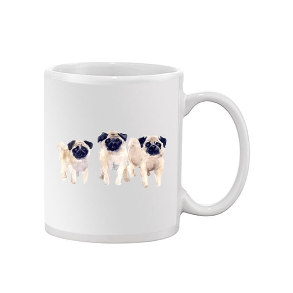 Cute Watercolor Pugs Mug  -Image by Shutterstock,