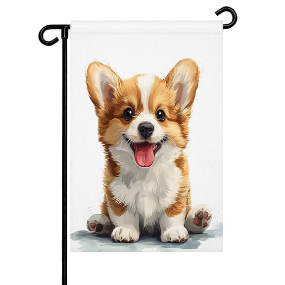 Cute Watercolor Puppy Garden Flag 12x18 Inch Cartoon Brown Dog Double Sided Small Decorative Garden Flags for Outside, Outdoor Yard Porch Lawn Decoration