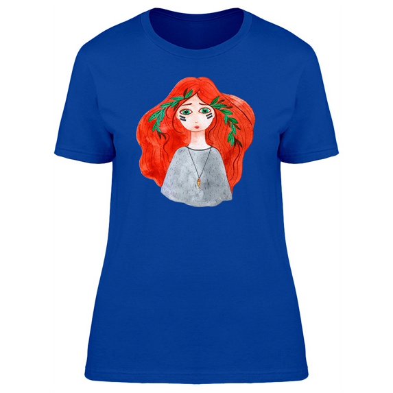 Cute Watercolor Red Hair Girl T-Shirt Women -Image by Shutterstock, Female Medium