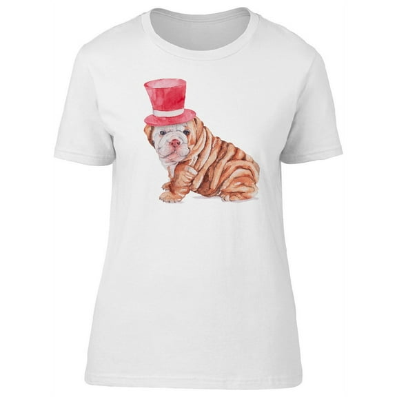 Cute Watercolor Shar Pei Puppy T-Shirt Women -Image by Shutterstock, Female Large
