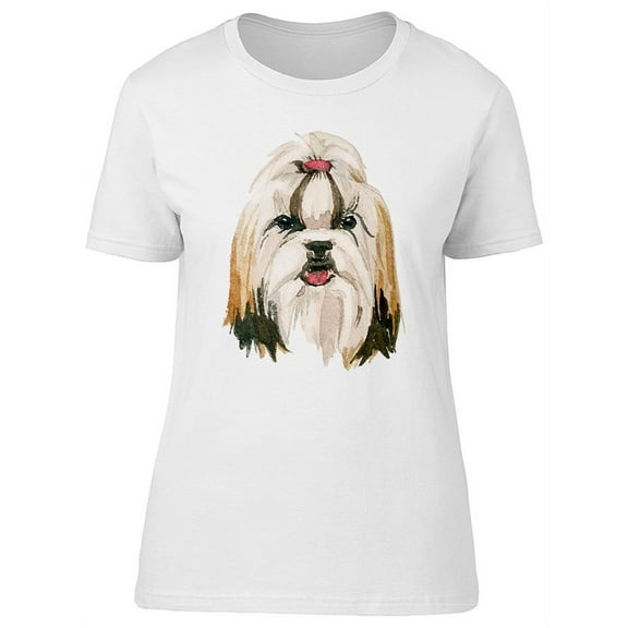 Cute Watercolor Shih Tzu Dog T-Shirt Women -Image by Shutterstock, Female Small
