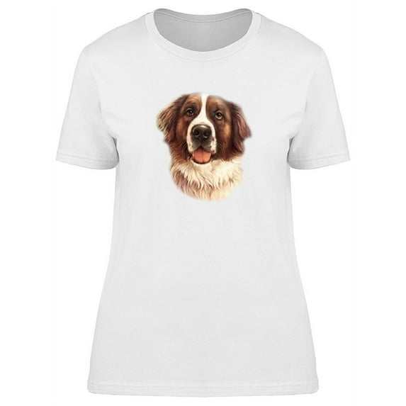 Cute Watercolor St Bernard Dog T-Shirt Women -Image by Shutterstock, Female Small