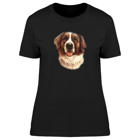Cute Watercolor St Bernard Dog T-Shirt Women -Image by Shutterstock, Female XX-Large