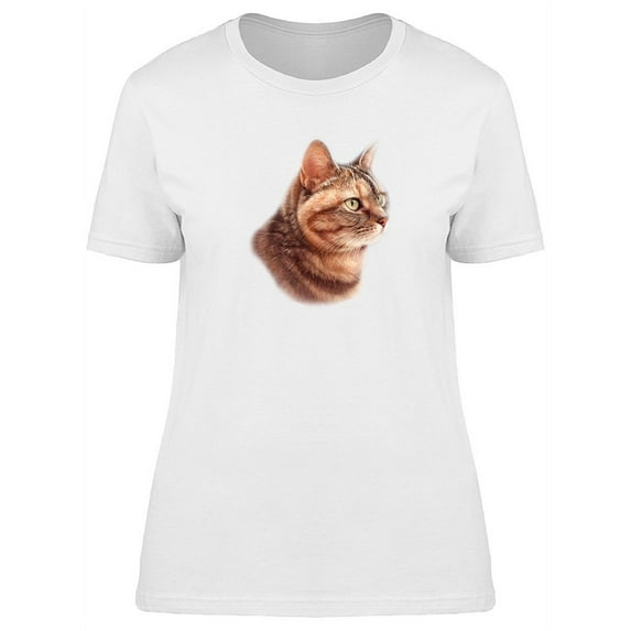 Cute Watercolor Striped Kitten T-Shirt Women -Image by Shutterstock, Female Large