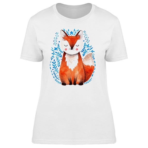 Cute Watercolored Fox T-Shirt Women -Image by Shutterstock, Female Large
