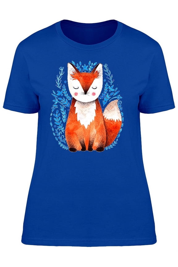 Cute Watercolored Fox T-Shirt Women -Image by Shutterstock, Female Medium