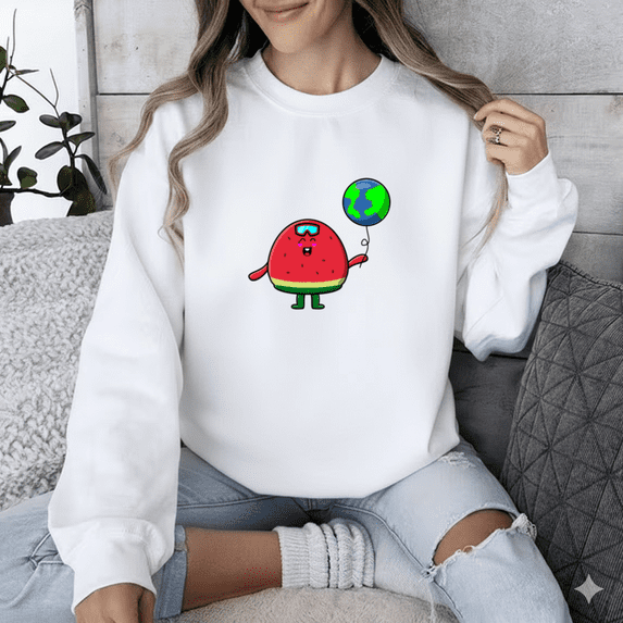 Cute Watermelon Balloon Floating Summer Travel Dream Art Sweatshirt, up to size 5XL