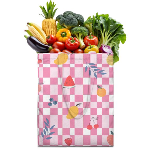 Cute Watermelon Canvas Tote Bag Summer Tropical Fruit Pattern Print Aesthetic Watermelon Lovers Sunshine Beach Summer Party Fresh Geometric Refresh Reusable Eco-Friendly Lightweight Foldable Shopping