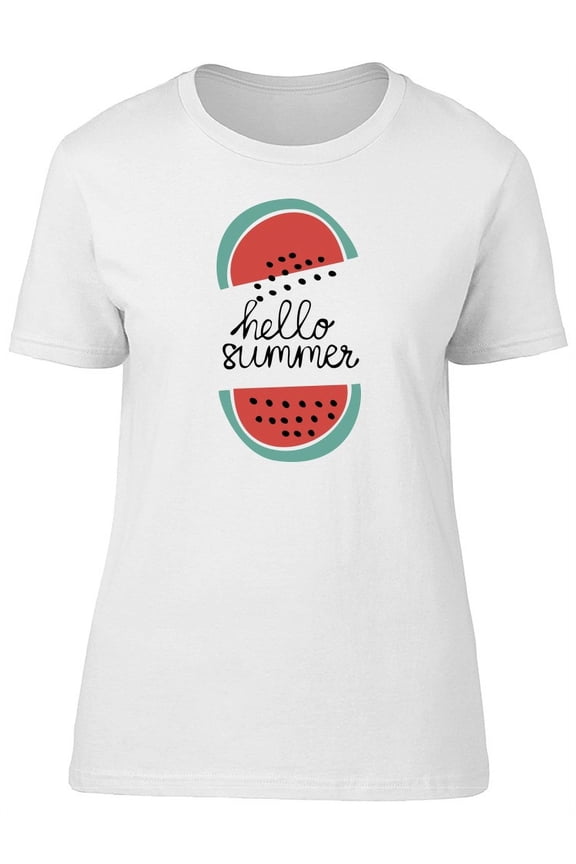 Cute Watermelon Hello Summer T-Shirt Women -Image by Shutterstock, Female Medium