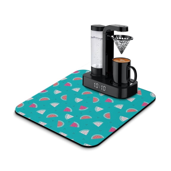 Cute Watermelon Lovers Dish Drying Mat, Sunshine Beach Tropical Fruit Pattern Kitchen Mat