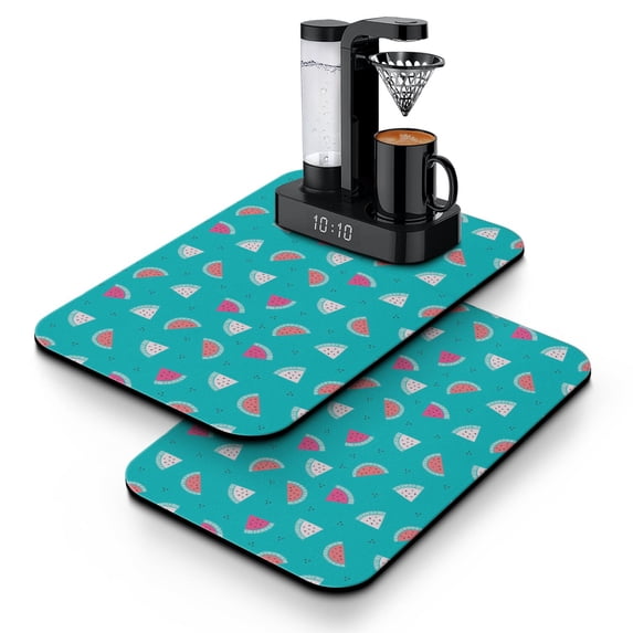 Cute Watermelon Lovers Dish Drying Mat, Sunshine Beach Tropical Fruit Pattern Kitchen Mat