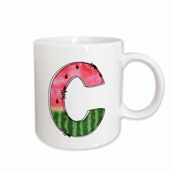 3drose, Cute Watermelon Monogram C, 15oz Mug