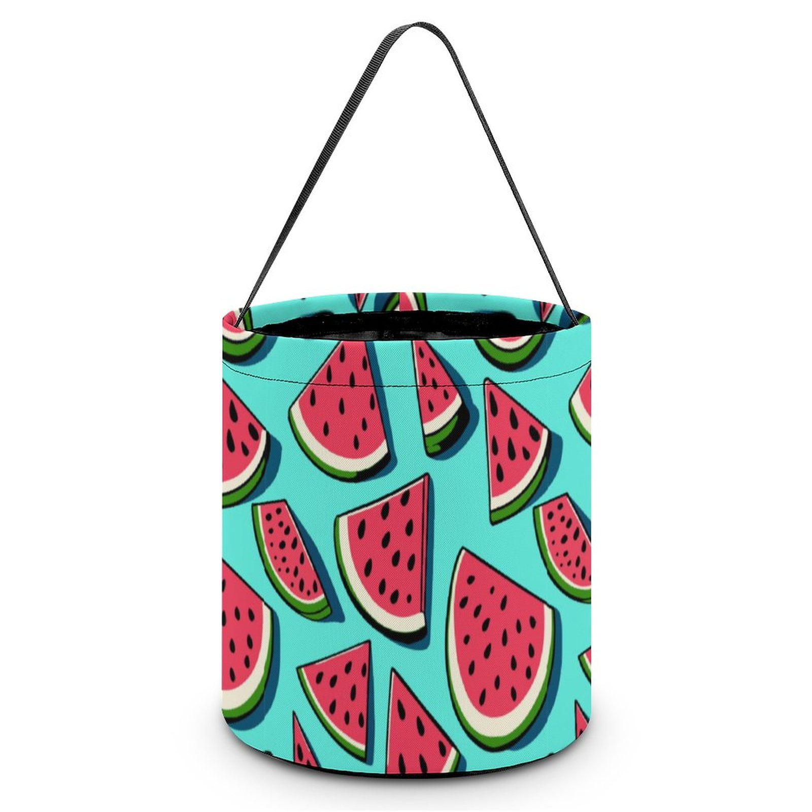 Cute Watermelon Pattern Halloween Treat Bags for Trick Or Treat Reusable Candy Pumpkin Buckets for Party Gifts
